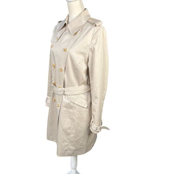 Brooks Brothers Double Breasted Belted Trench Coat Light Cream Size 10 - Picture 2 of 11